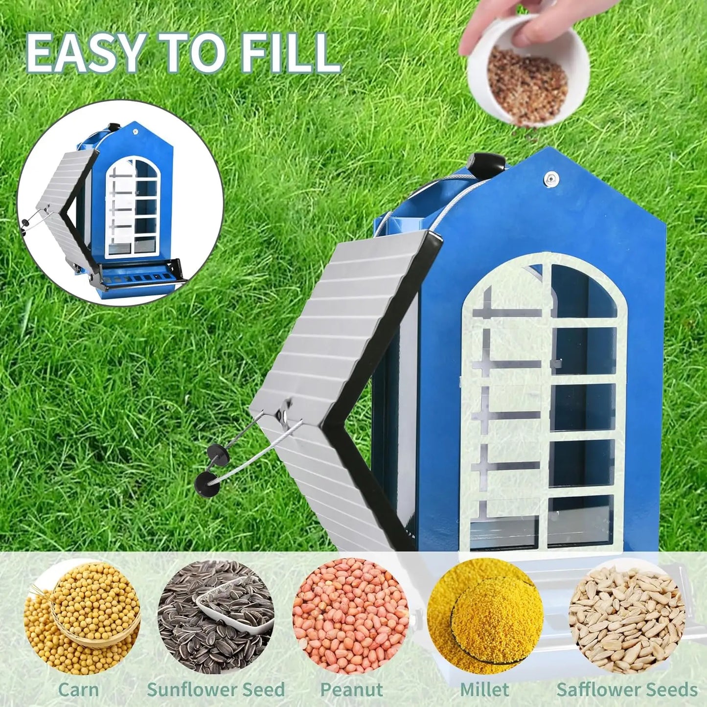 Squirrel-Proof Metal Hanging Bird Feeder with Weight-Activated Perches