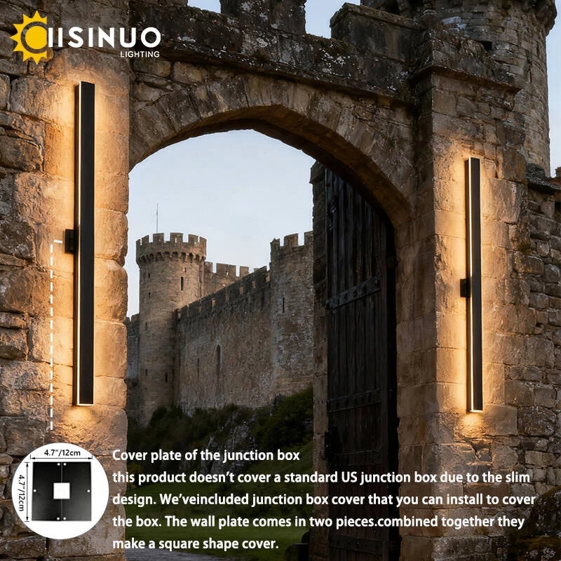 IISINUO Outdoor Porch Wall Light Stainless Steel IP67 Waterproof Dimmable