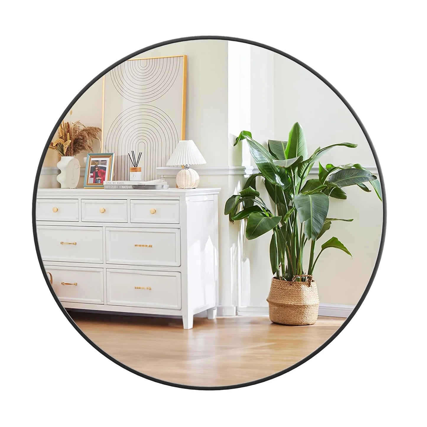 Round Wall Mirror With Metal Frame Distortion-Free For Any Room