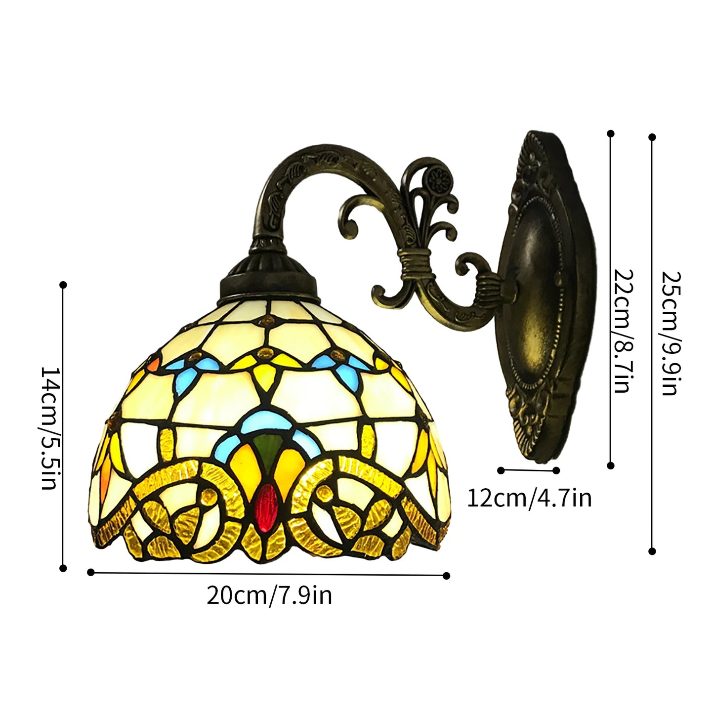 Tiffany Style Wall Lamp Vintage Dome Light For Living Room