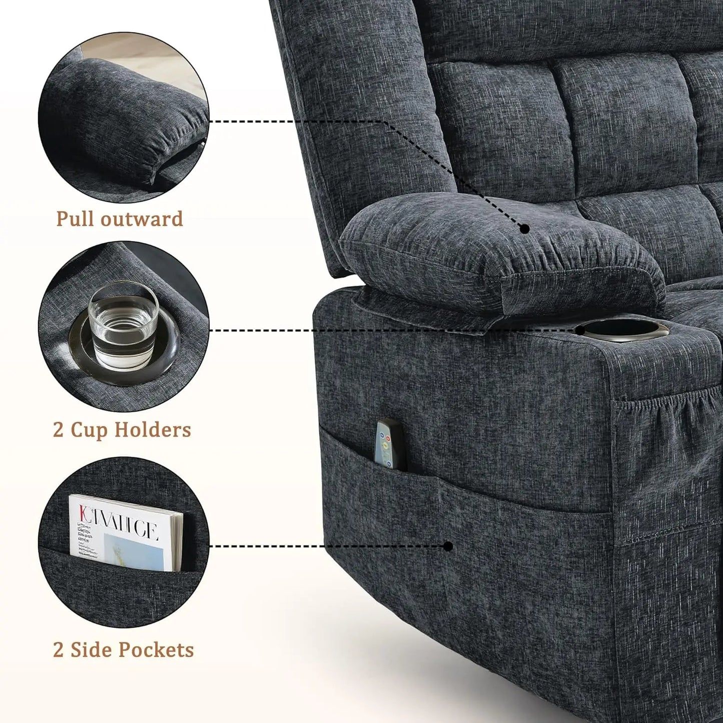 360 Degree Swivel Rocker Recliner For Adults With Massage