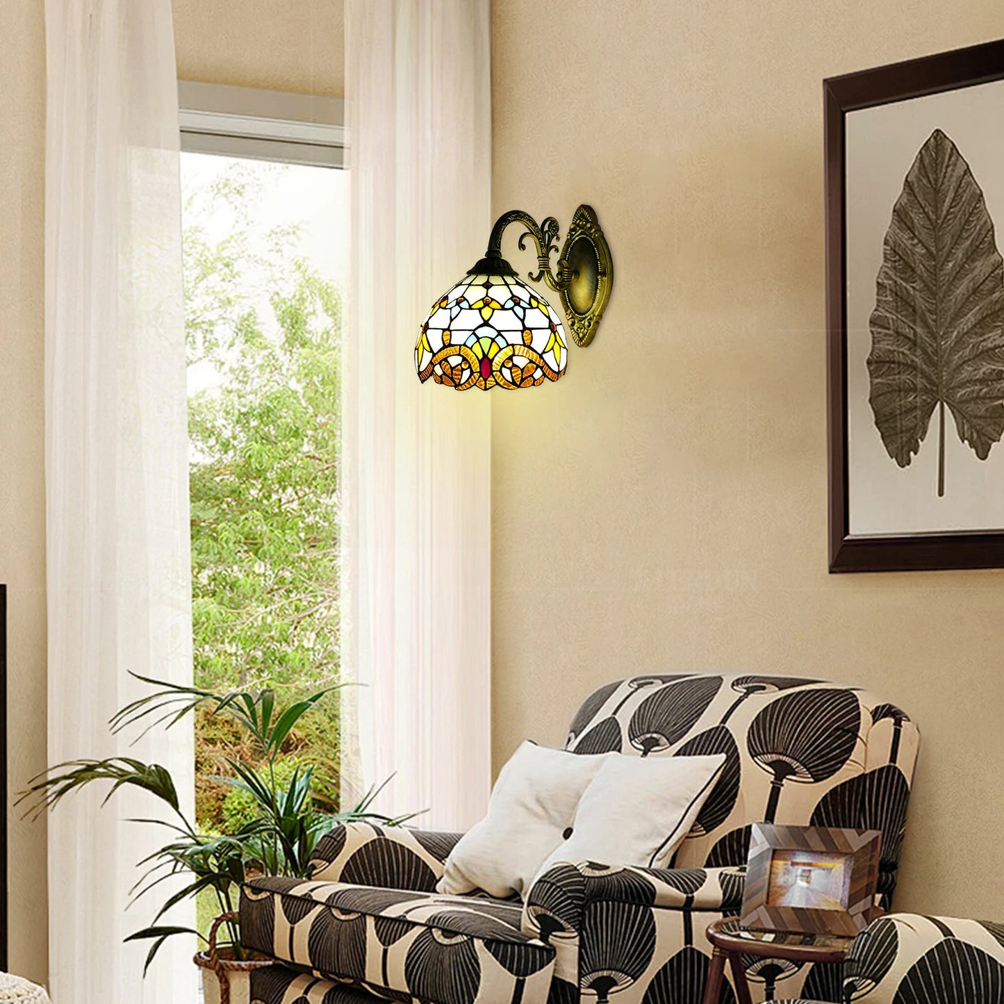 Tiffany Style Wall Lamp Vintage Dome Light For Living Room
