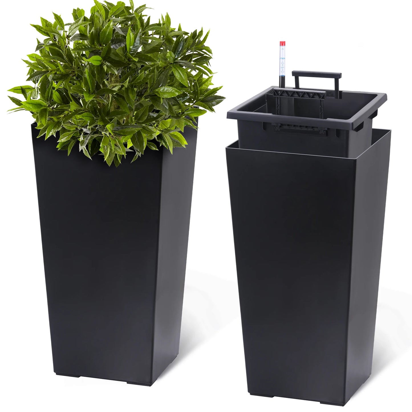 Two Piece Indoor Outdoor Planter Pots With Drainage Auto Watering