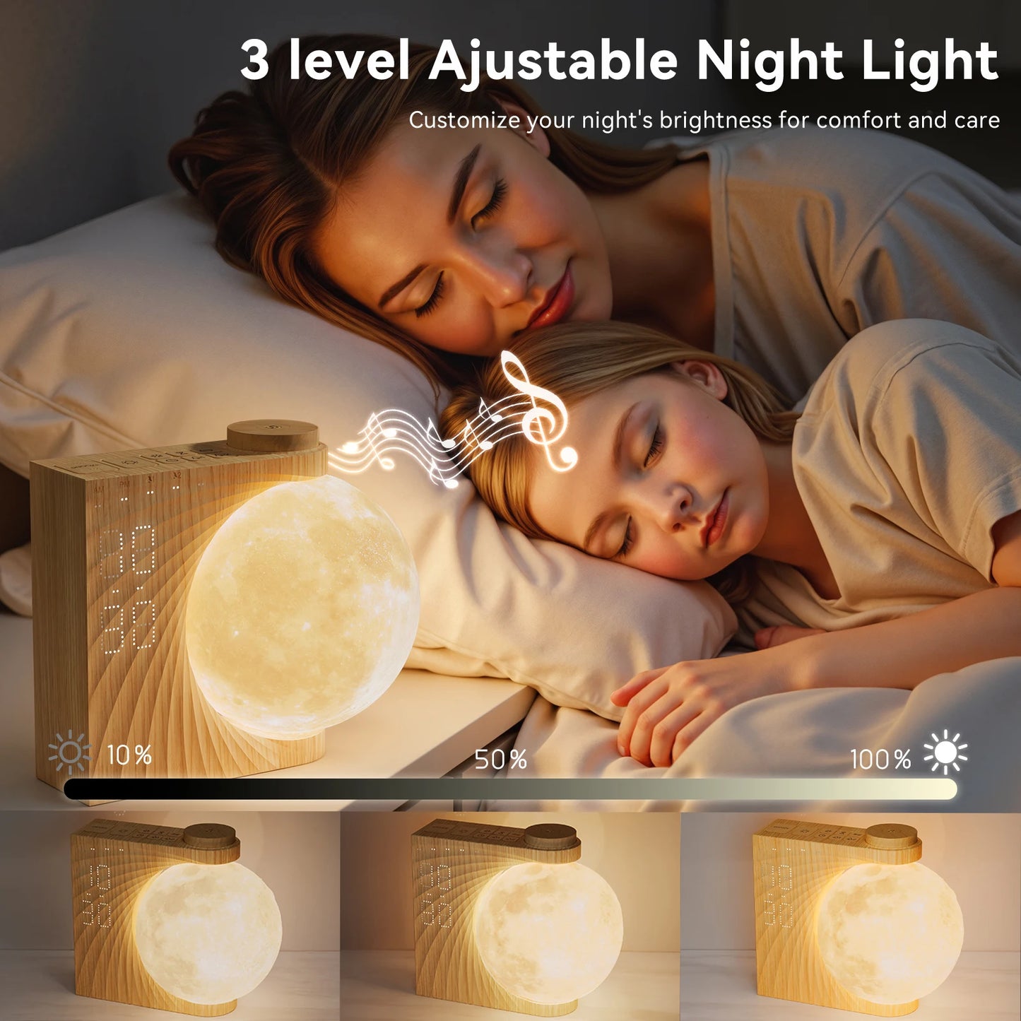 RETEYUNG Sunrise Alarm Clock For Heavy Sleepers With Moon Light