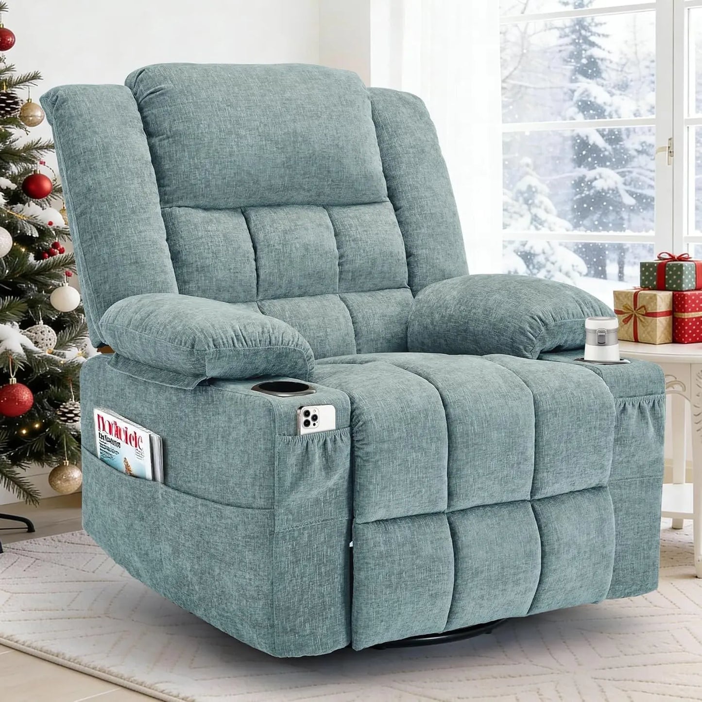 360 Degree Swivel Rocker Recliner For Adults With Massage