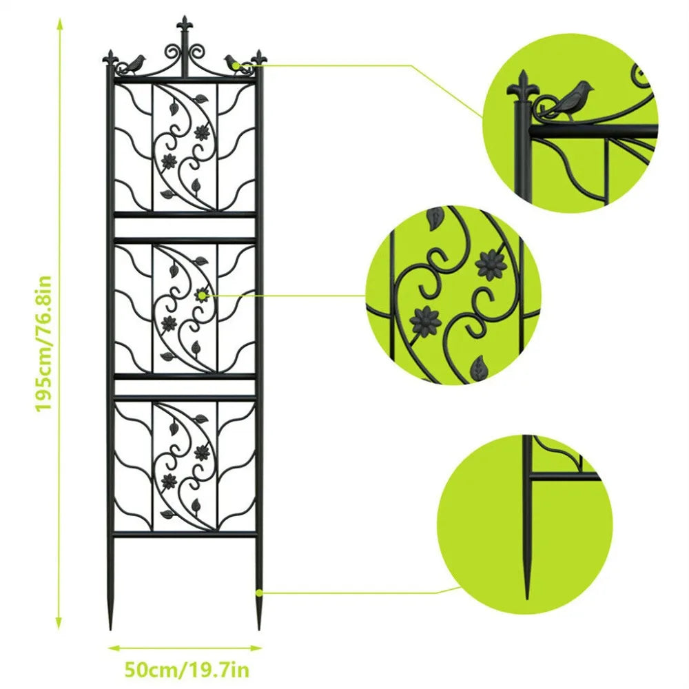Durable Metal Garden Trellis Fence for Climbing Plants Lattice