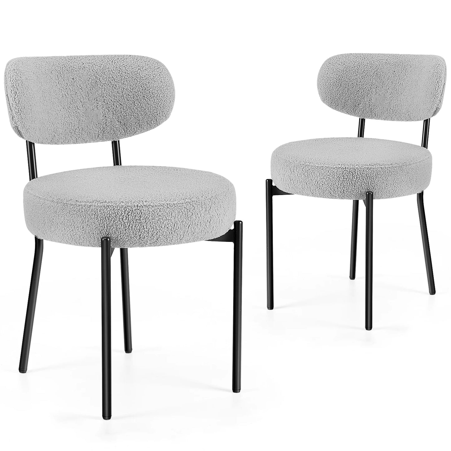 JHK Ergonomic Round Dining Chairs, Set Of 2, Plush Fabric