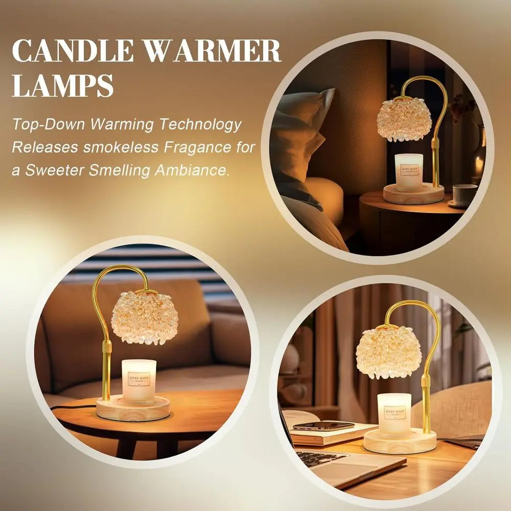 Candle Warmer Lamp With Timer And Dimmable Crystal Accent Adjustable