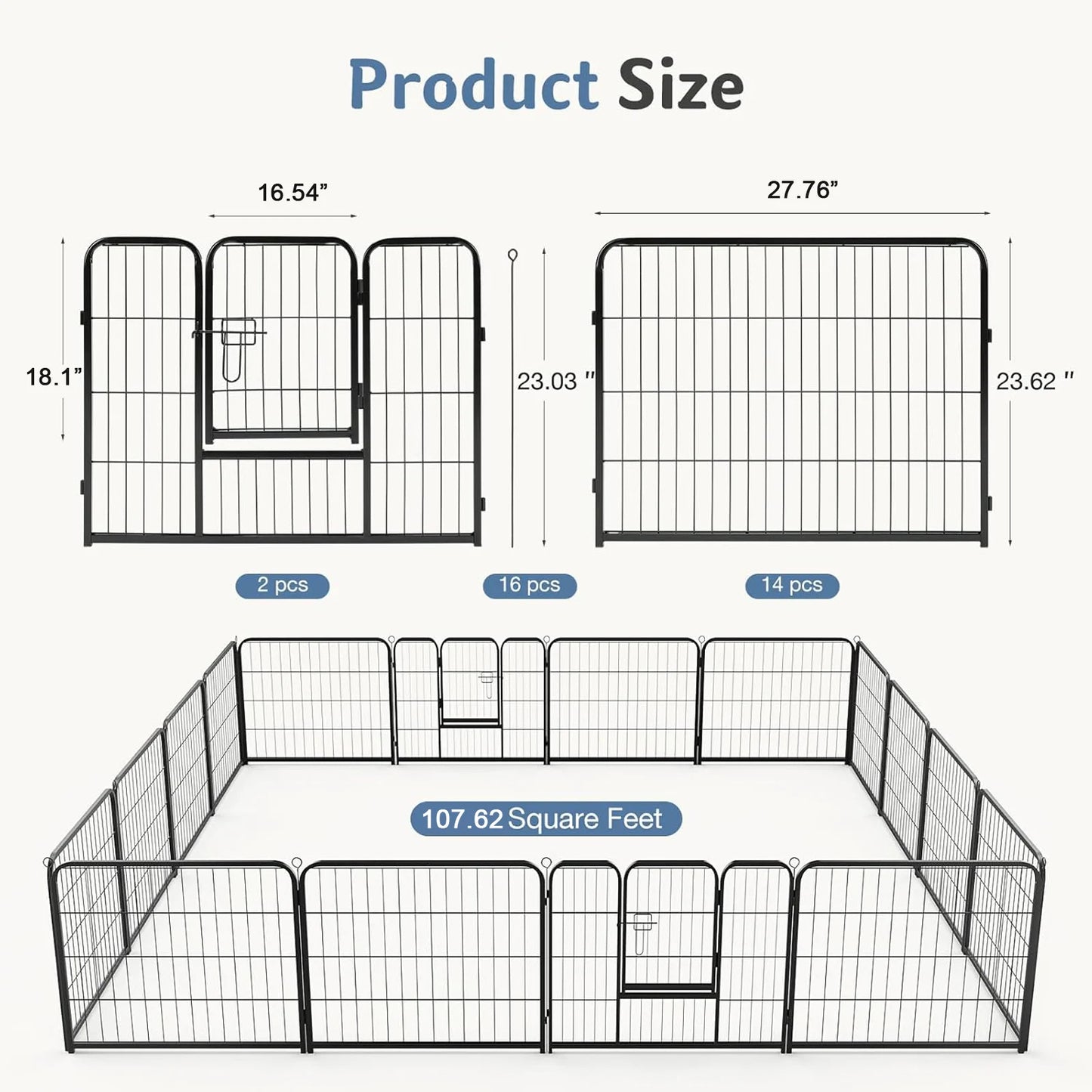 JHK Dog Playpen Metal Fence For Outdoor Use