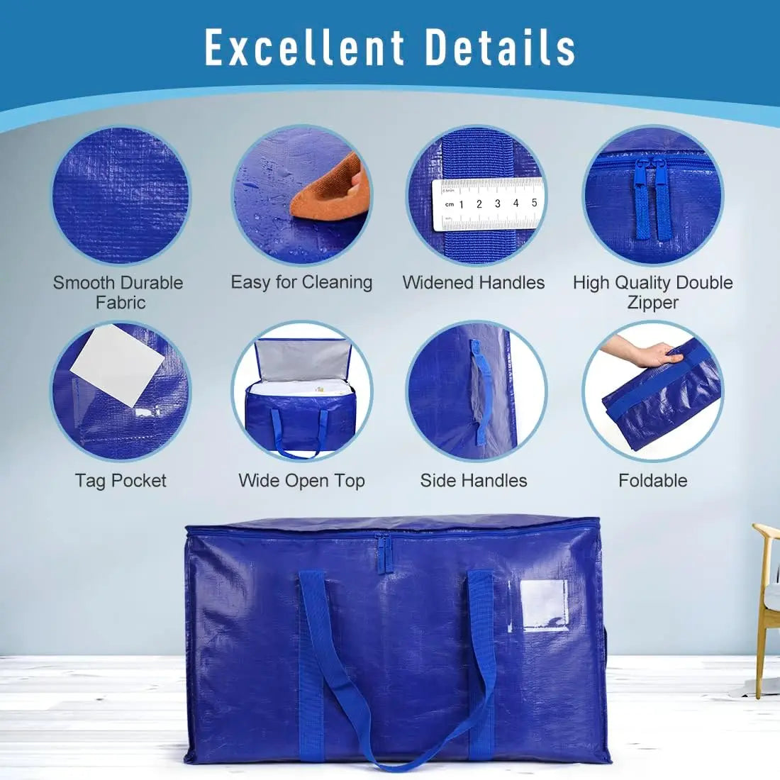 6 Pack Extra Large Moving Bags Heavy Duty With Zippers And Handles