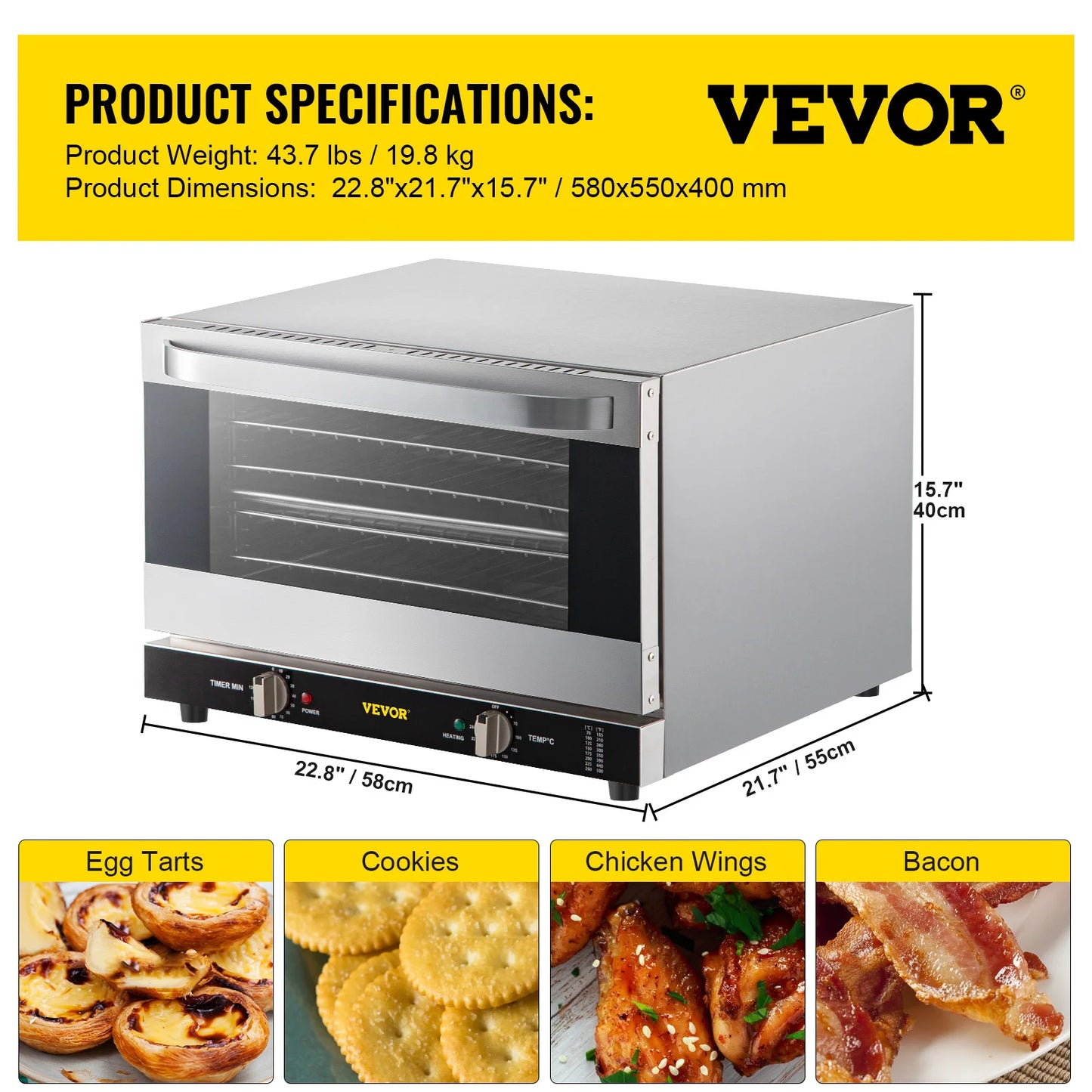 SucceBuy Commercial Convection Countertop Oven For Pizzas And Breads