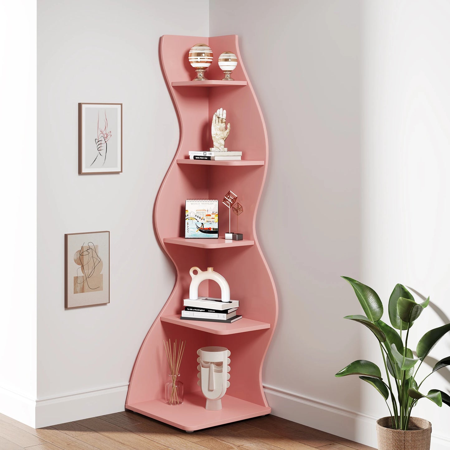 Tribesigns 5-Tier Corner Shelf Wall Mount Bookshelf