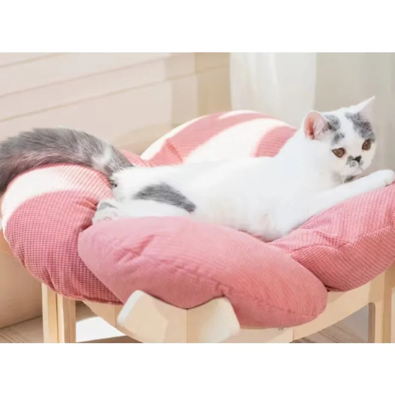Wooden High Leg Cat Bed With Soft Cushion For Cats And Small Dogs
