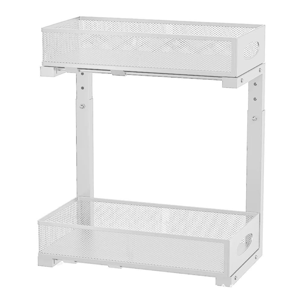 HiMISS 2 Tier Adjustable Under Sink Organizer With Sliding Drawer