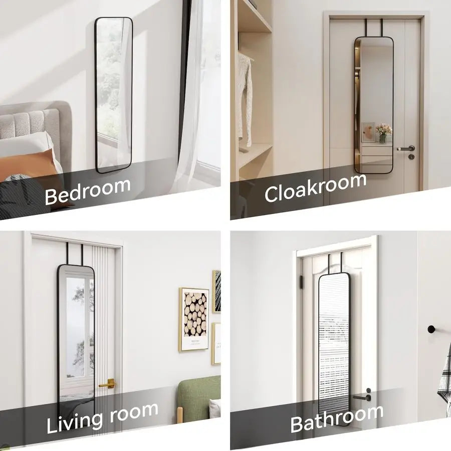 Mirror Rectangle Full Body Door Hanging Wall Mounted Aluminum Frame