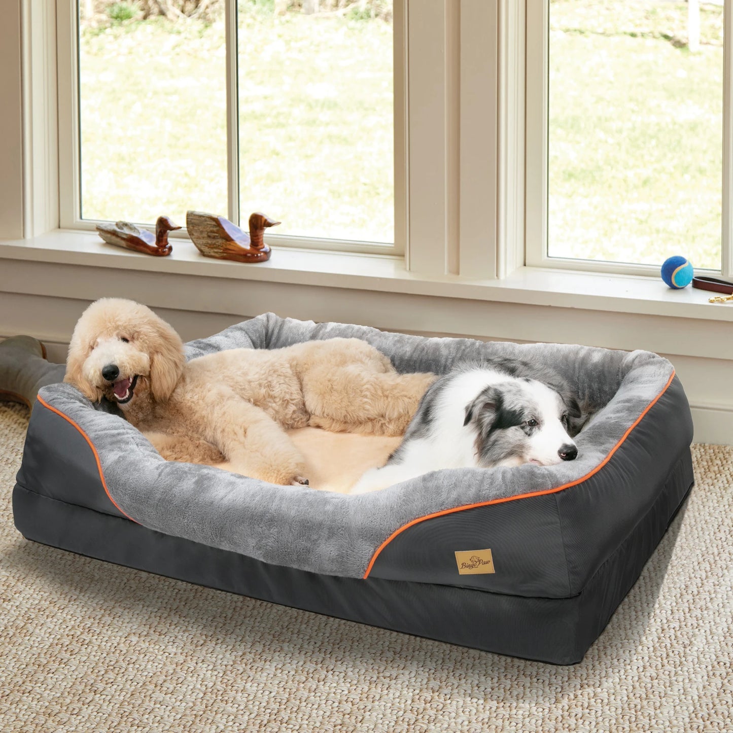 BINGOPAWCN Hypoallergenic Dog Bed With Removable Washable Cover