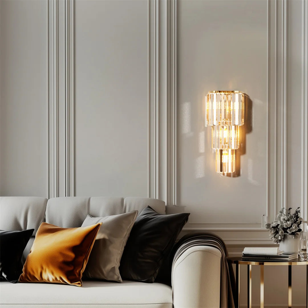Elegant Modern Crystal Wall Lamp 3-Layer Sconce E14