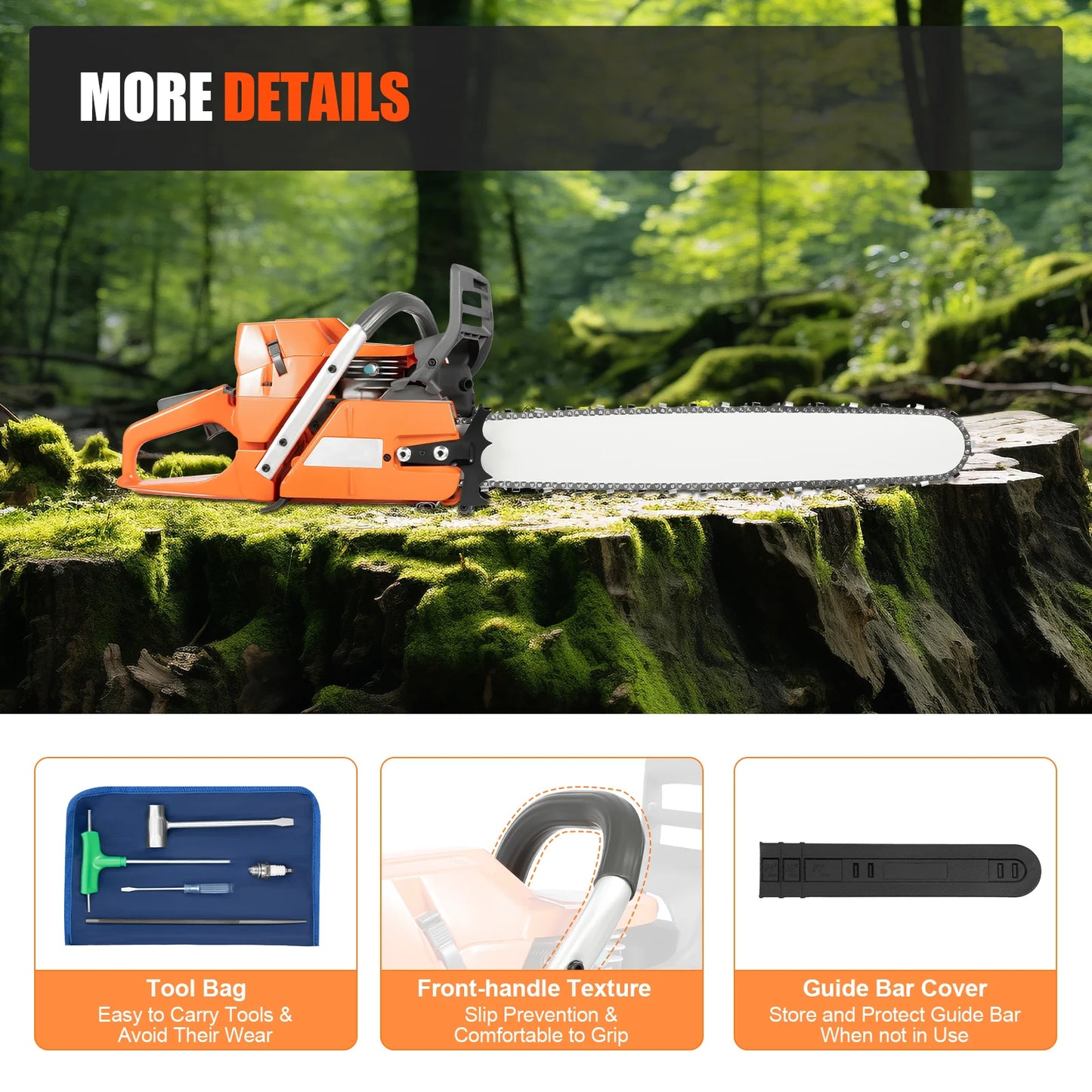 Gasoline Chainsaw 65cc 72cc Two Cycle Farm Wood Cutting
