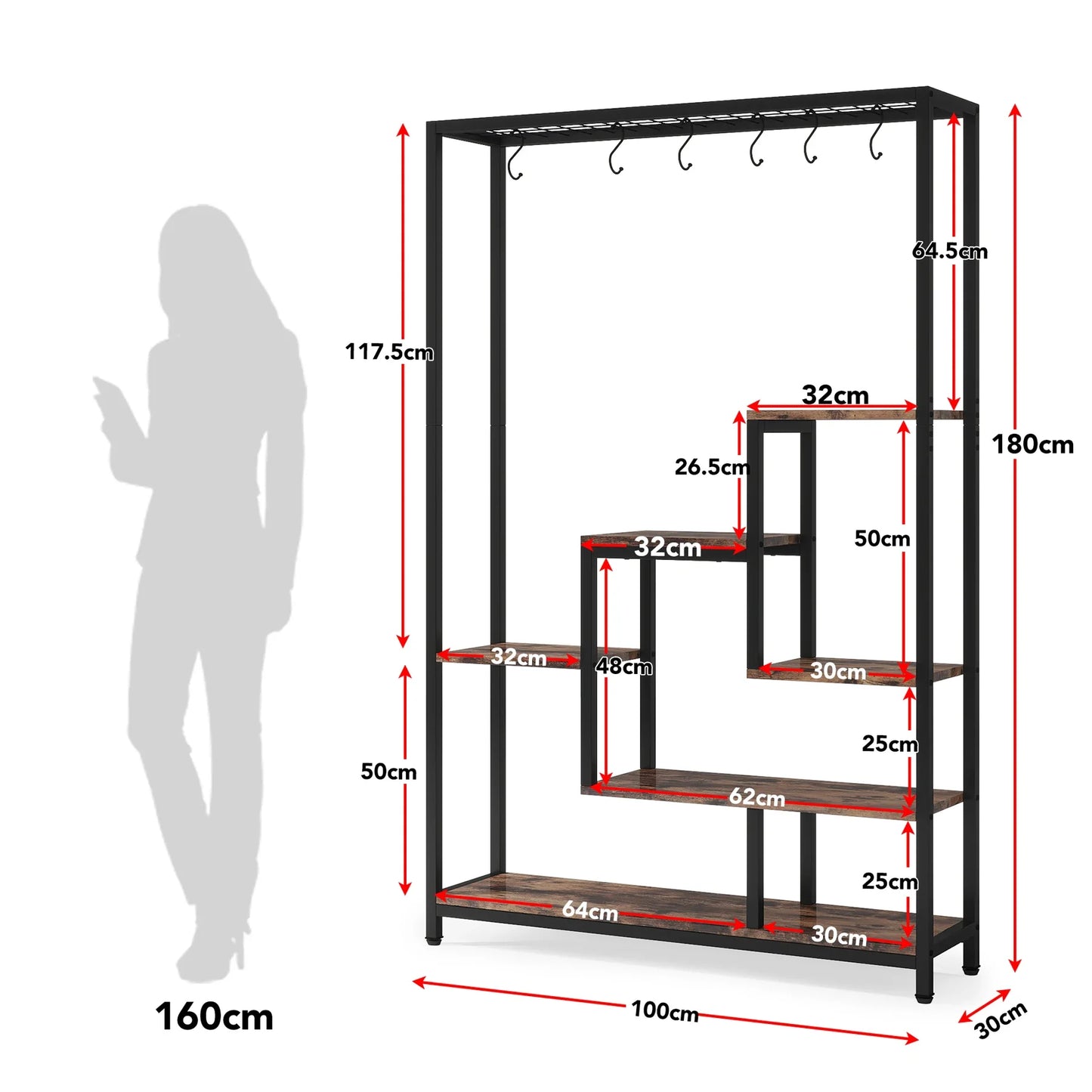 Tribesigns 5 Tier Indoor Plant Stand With Hanging Hooks
