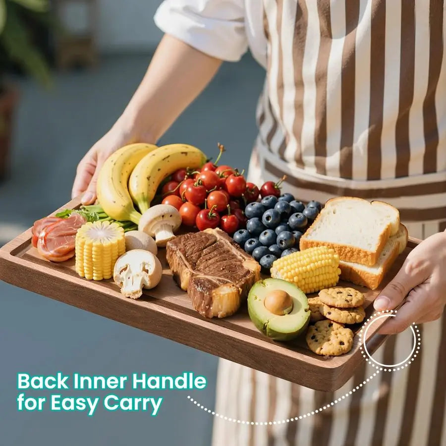 Bamboo Cutting Board Set 3 Piece With Juice Groove Handles
