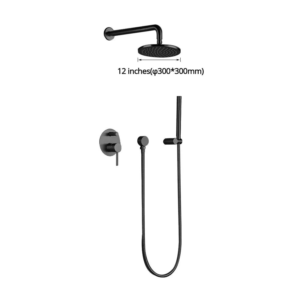 Bagnolux Brushed Shower System With Wall Mounted Diverter
