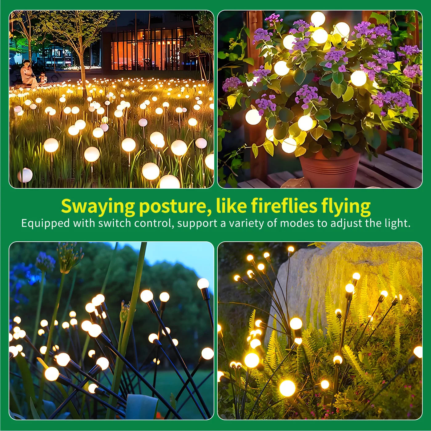 Solar Firefly LED Garden Lights Waterproof Outdoor Decor