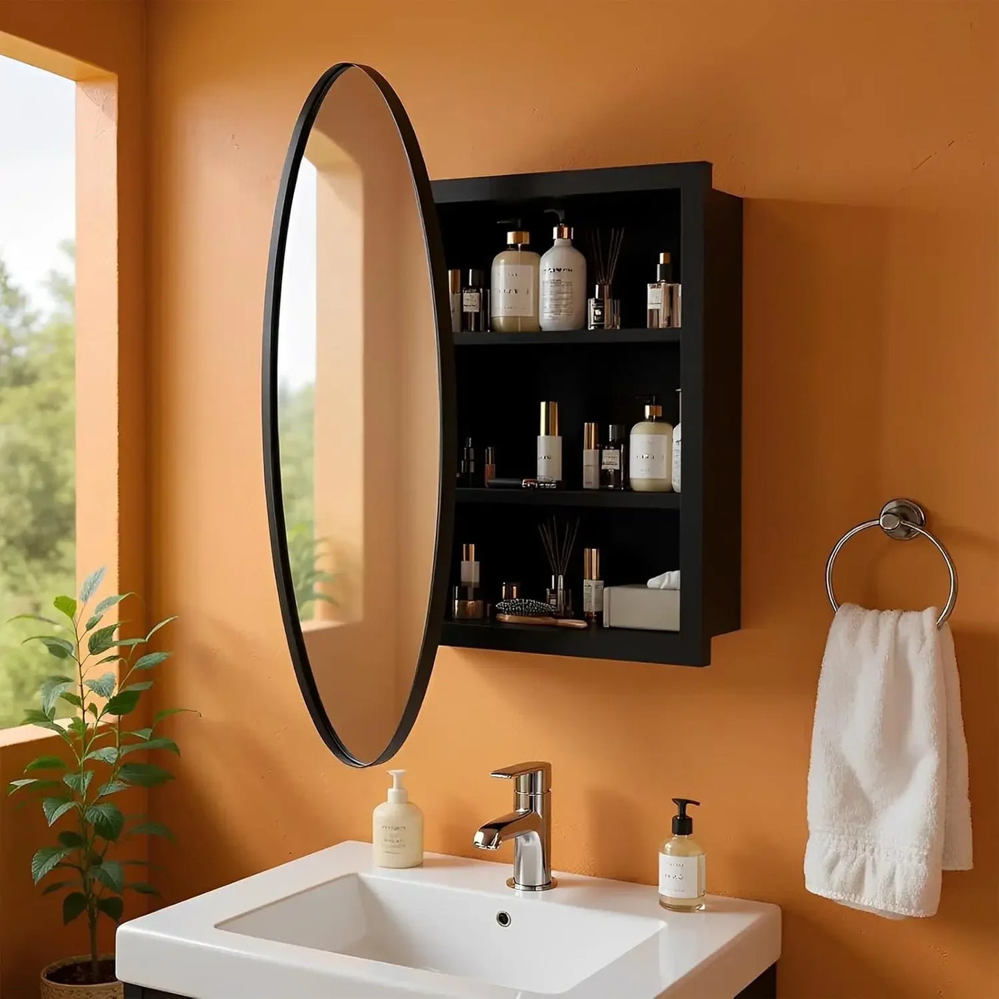 Bathroom Medicine Cabinet With Mirror Wall Mounted Adjustable Shelves