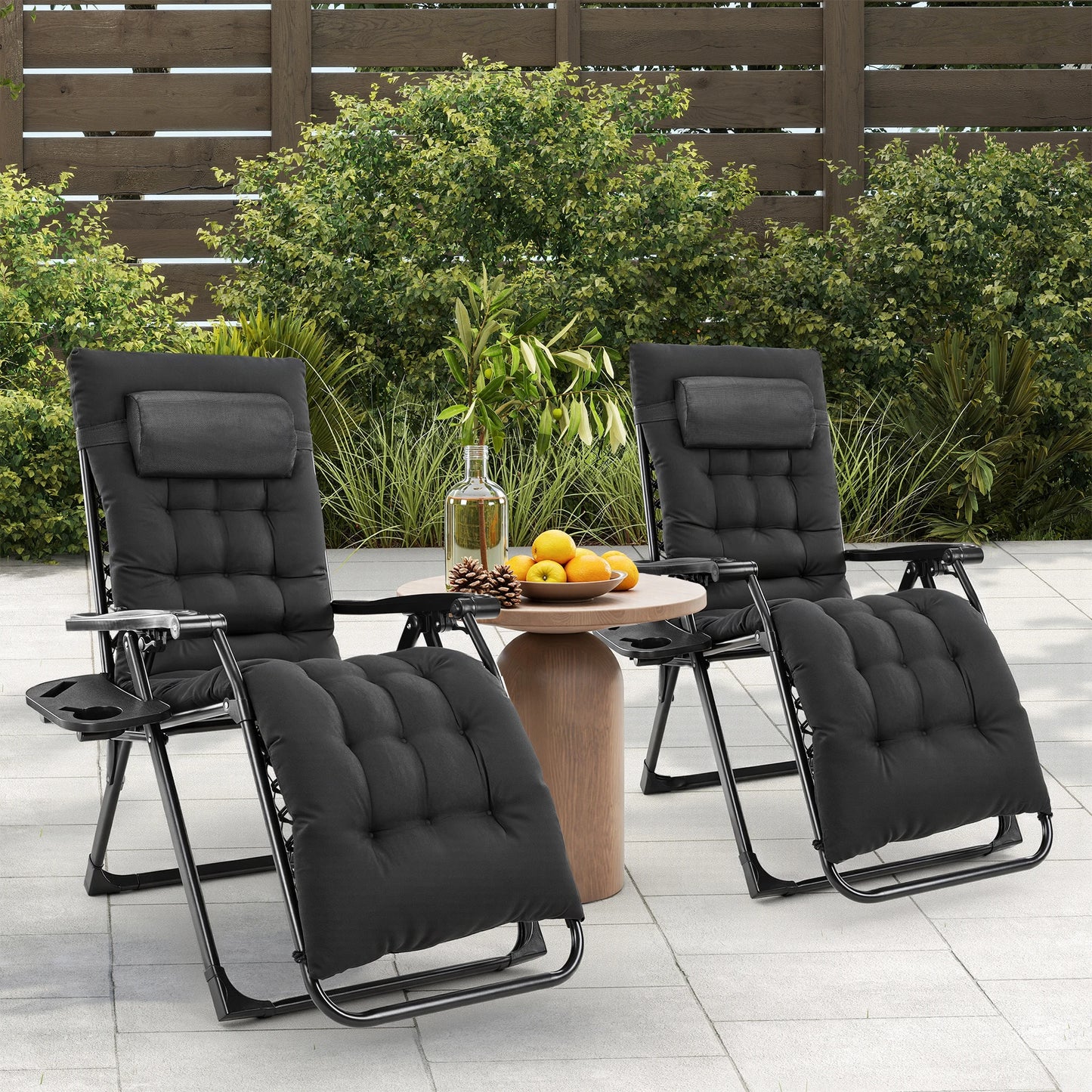 JHK Zero Gravity Recliner Folding Outdoor Lounge Chair With Cup Holder