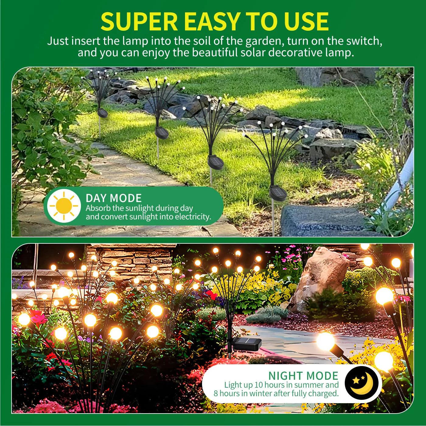 Solar Firefly LED Garden Lights Waterproof Outdoor Decor