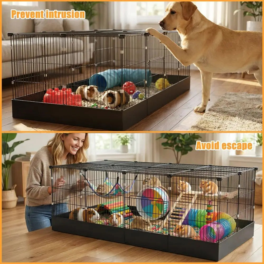 Enclosed Guinea Pig Cage With Door And Waterproof Liner Expandable