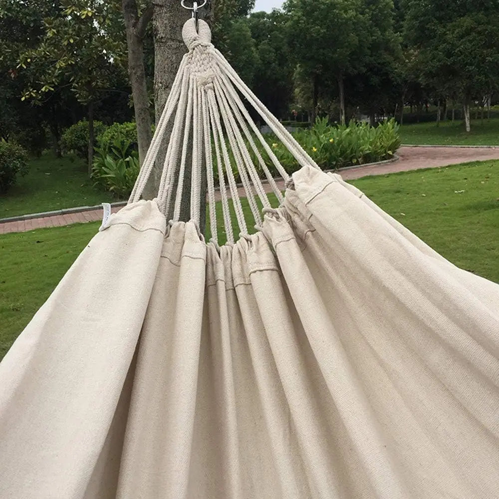 Handmade Cotton Hammock With Crochet Fringe Indoor Outdoor Boho
