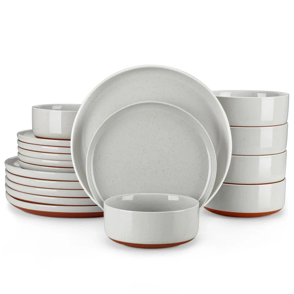 MALACASA Tara 18 Piece Stoneware Dinner Set With Layered Glaze