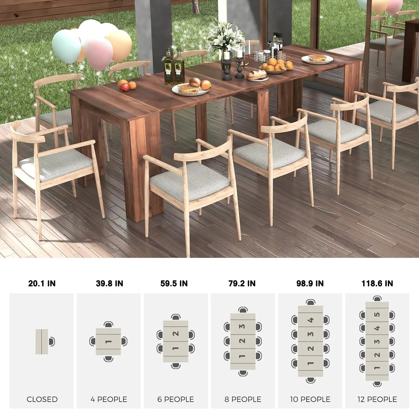 Extendable Dining Table Transformer Folding Console Table