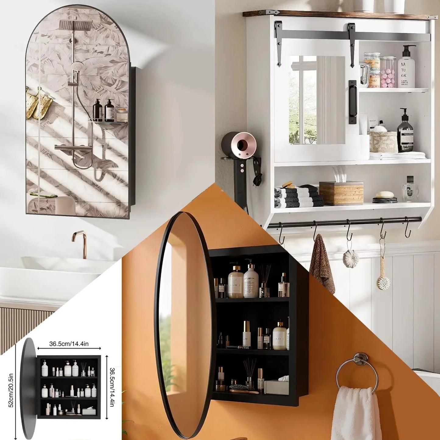 Bathroom Medicine Cabinet With Mirror Wall Mounted Adjustable Shelves
