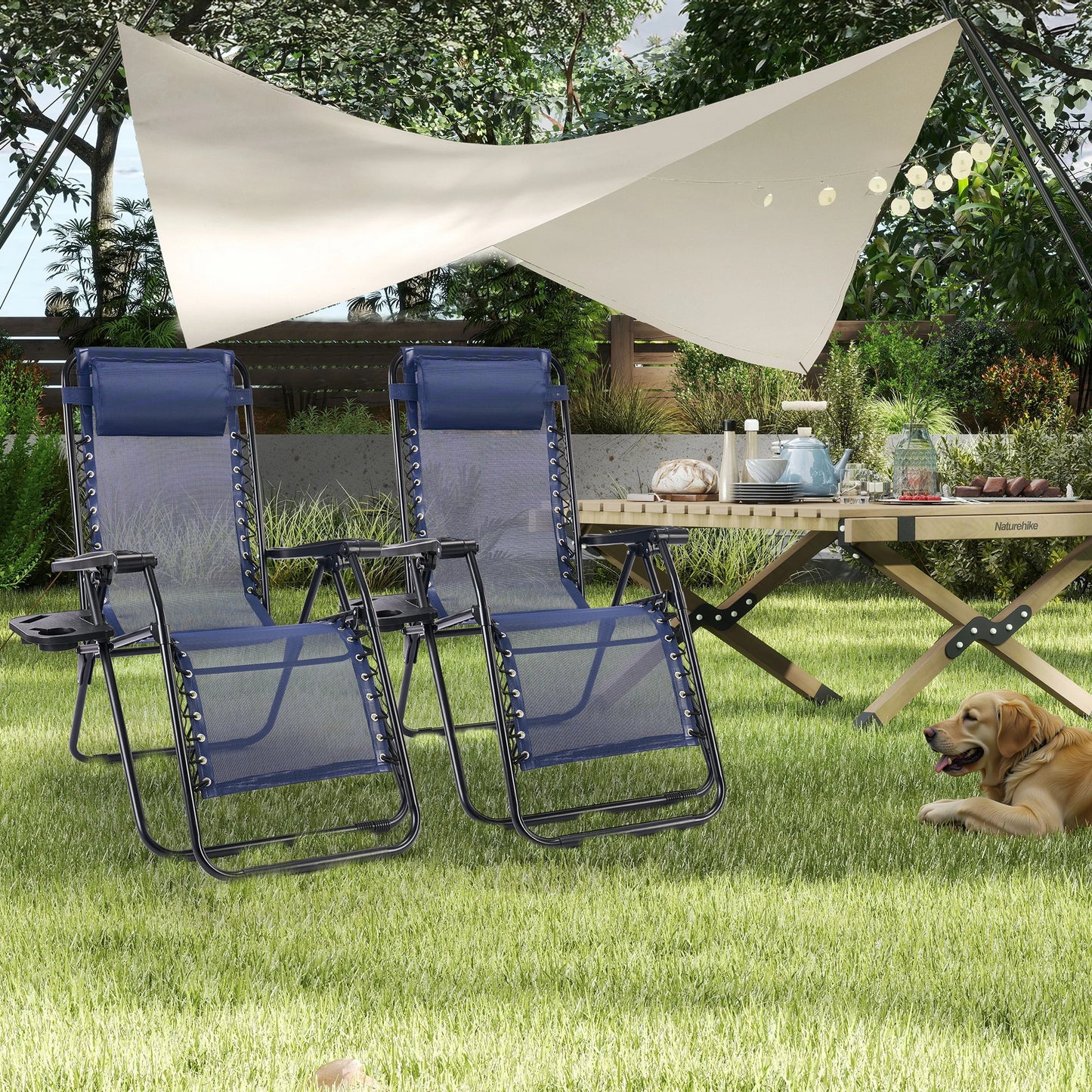 JHK Portable Zero Gravity Recliner Chairs Outdoor Set