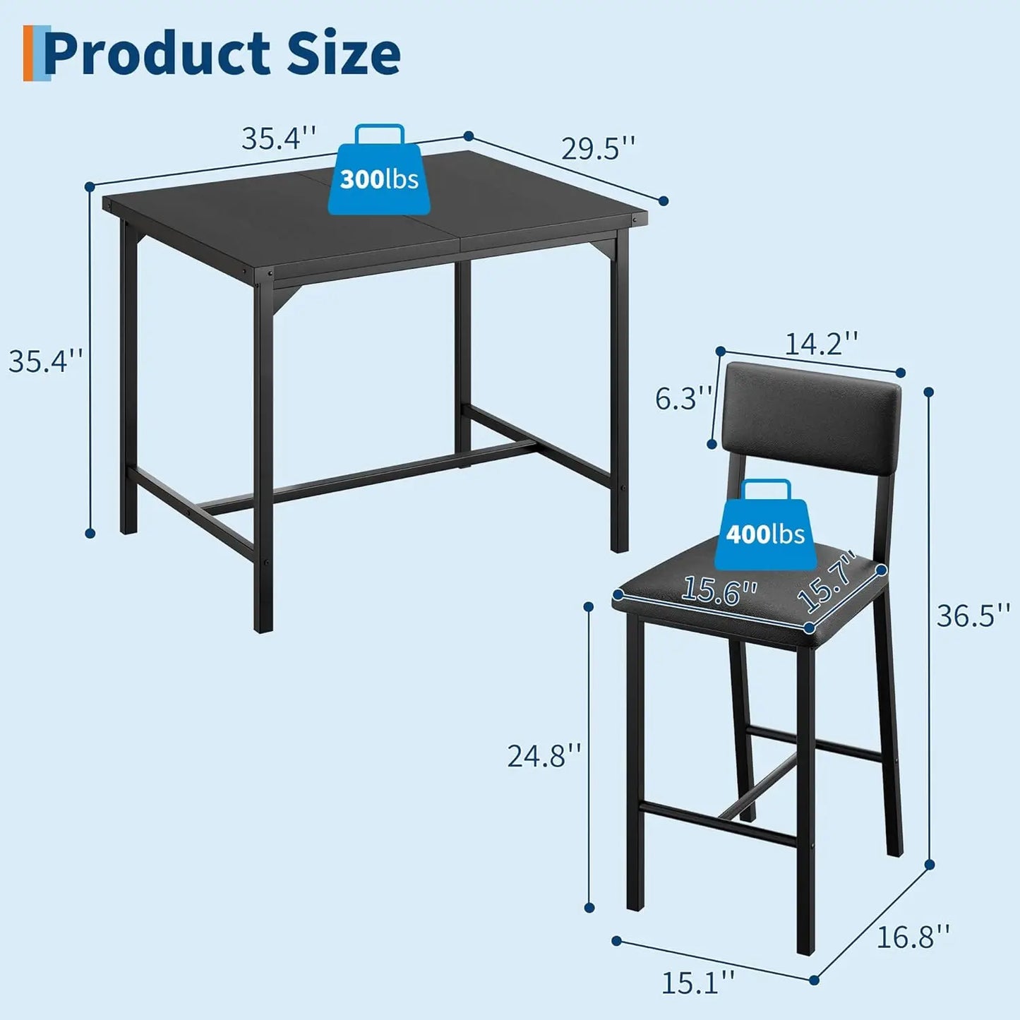 HiMISS 5Piece Dining Table Set With Bar Table And Chairs