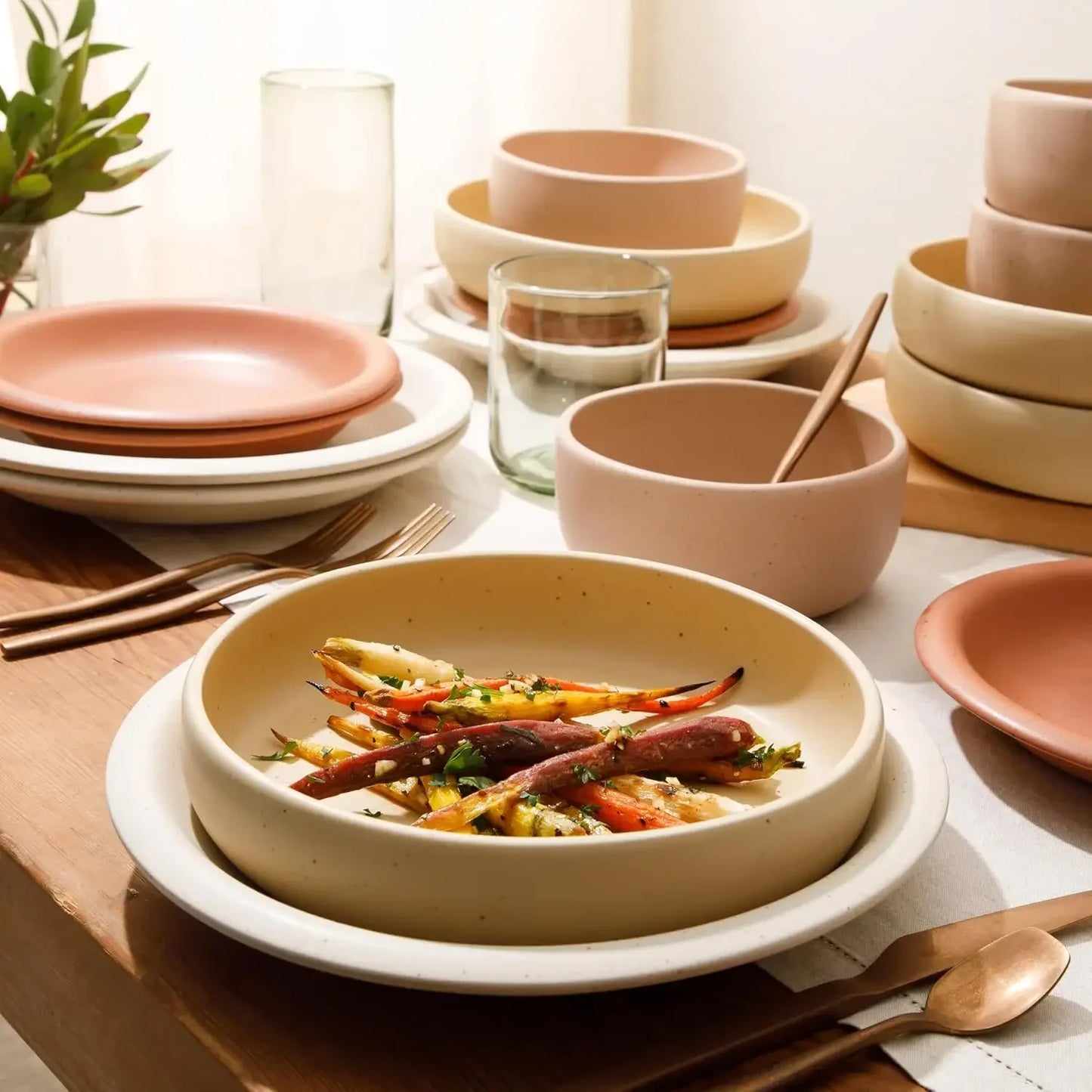 Corsica Clay Stoneware Dinnerware Set With Reactive Glaze
