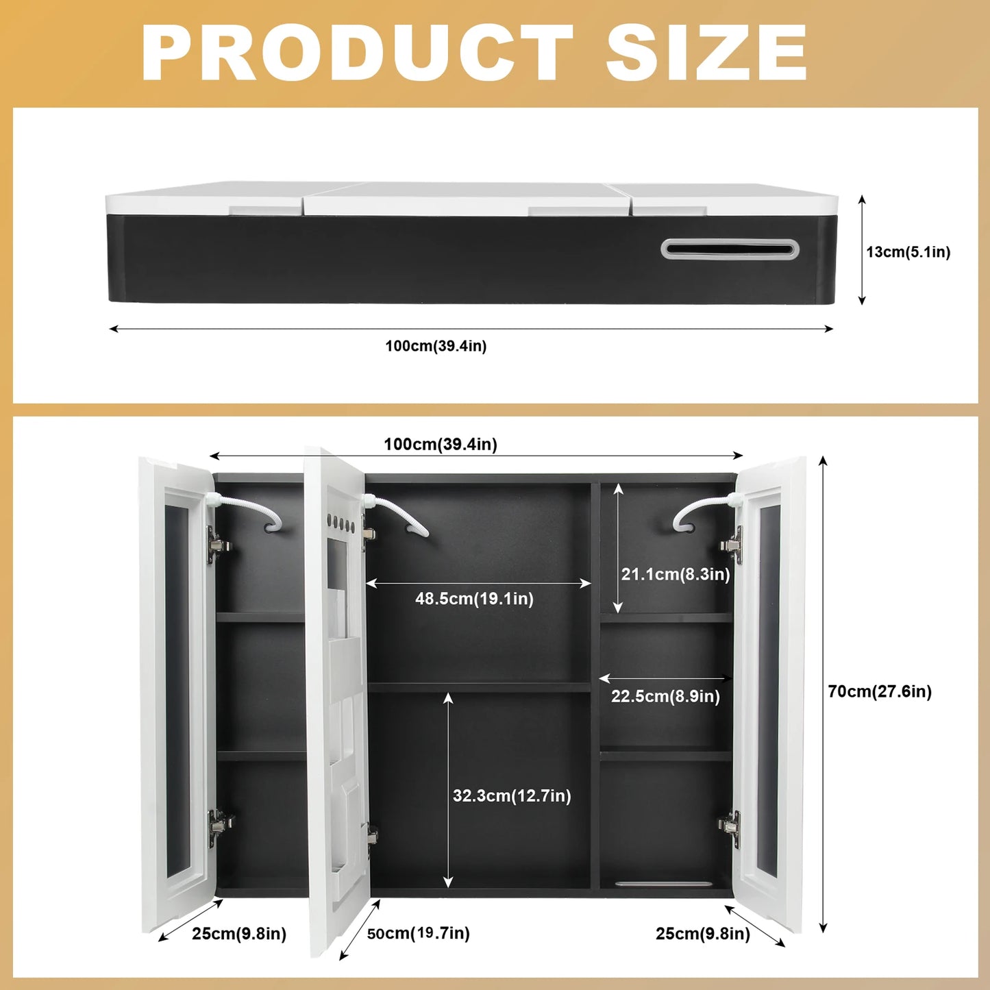 Onesaimei LED Bathroom Medicine Cabinet Mirror 2 Doors