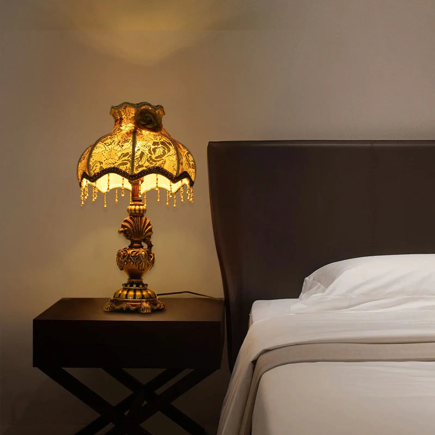 Bymaocar European Table Lamp 100-260V Bedside Desk Lamp