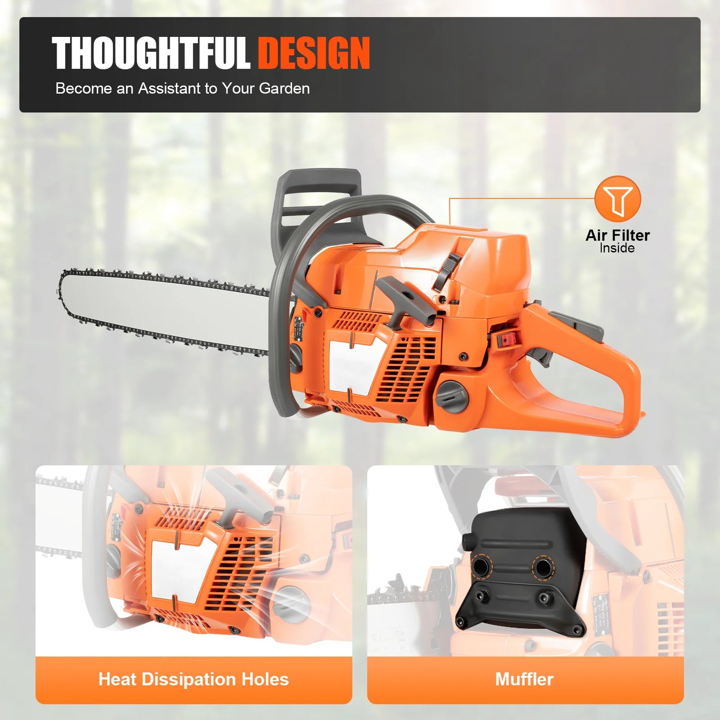 Gasoline Chainsaw 65cc 72cc Two Cycle Farm Wood Cutting