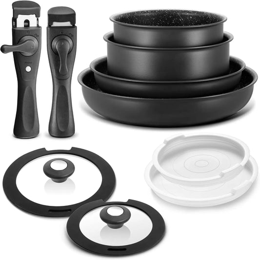 Induction Cookware Set 10 Pieces Nonstick Pots And Pans Stackable