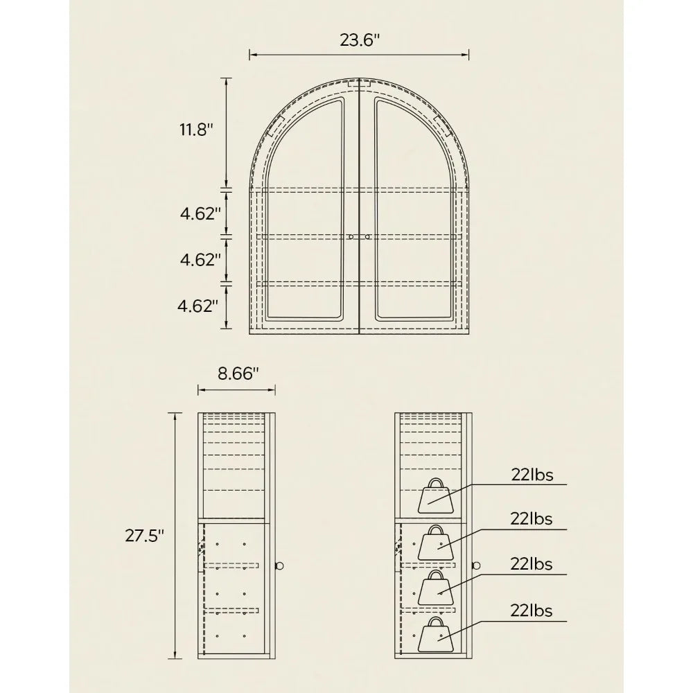 Arched Bathroom Wall Cabinet With Acrylic Doors Farmhouse Style