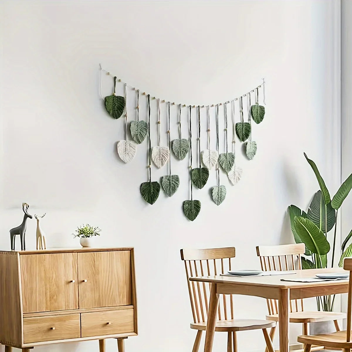 Modern Woven Wall Decor Leaves Bohemian Hanging Art Feathers Gift