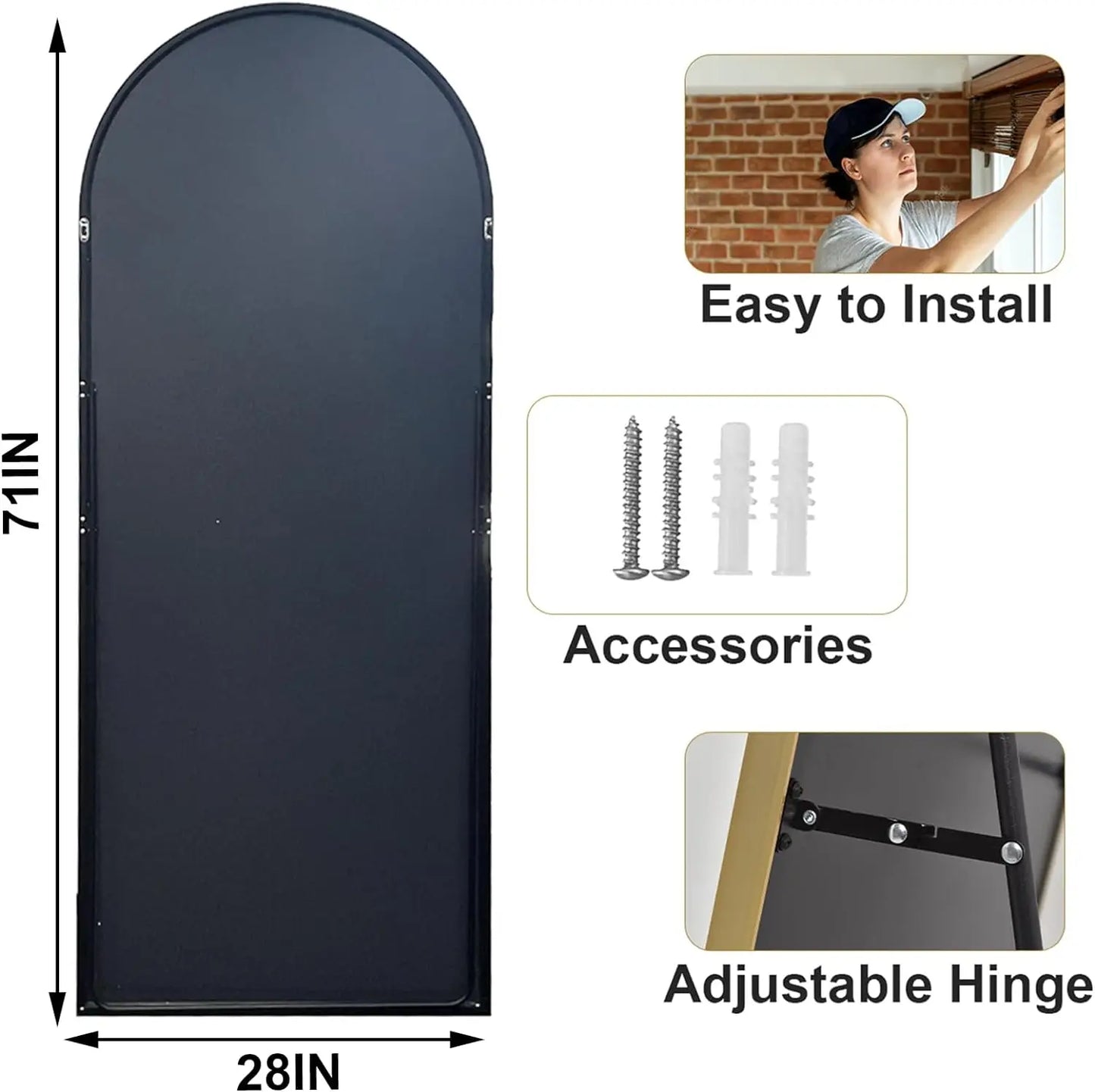HARRITPURE Modern Mirror Aluminum Frame For Bedroom And Living Room