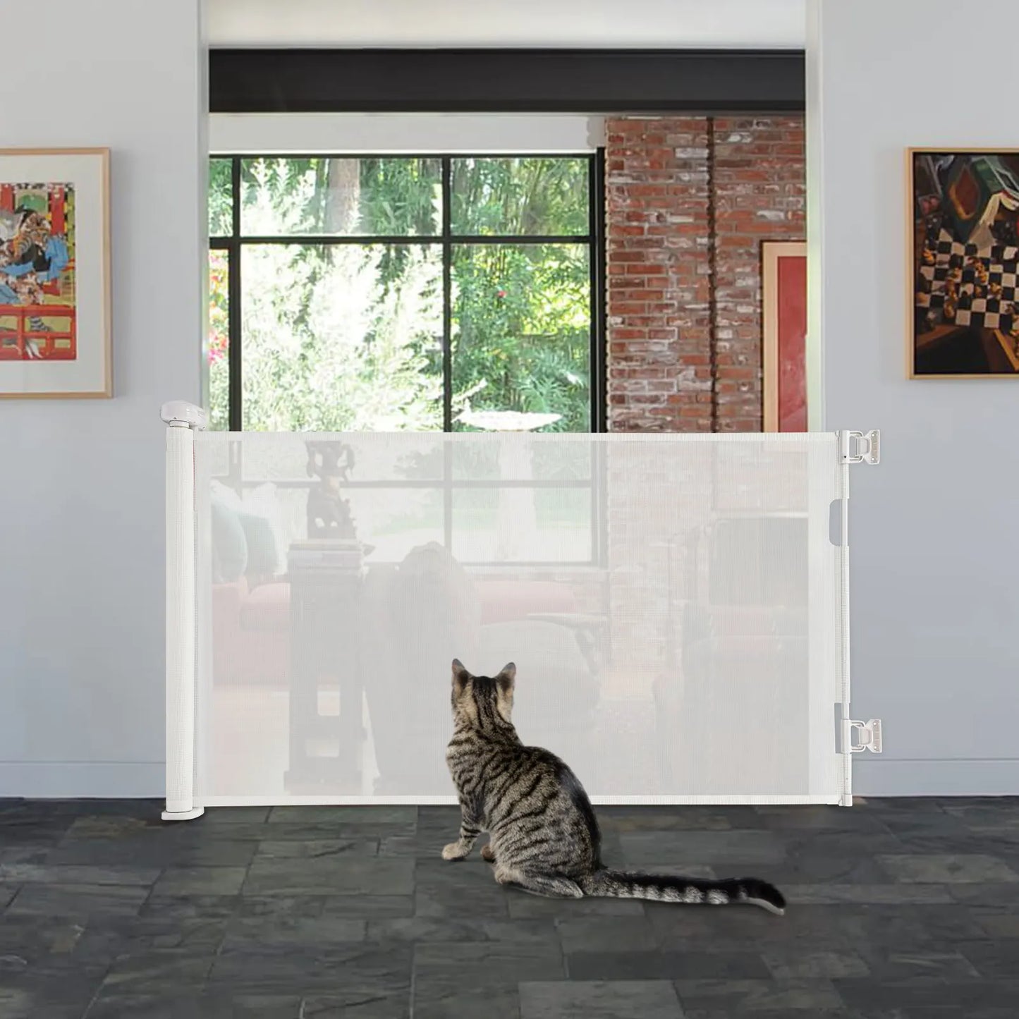 Adjustable Retractable Pet Gate for Stairs and Hallways