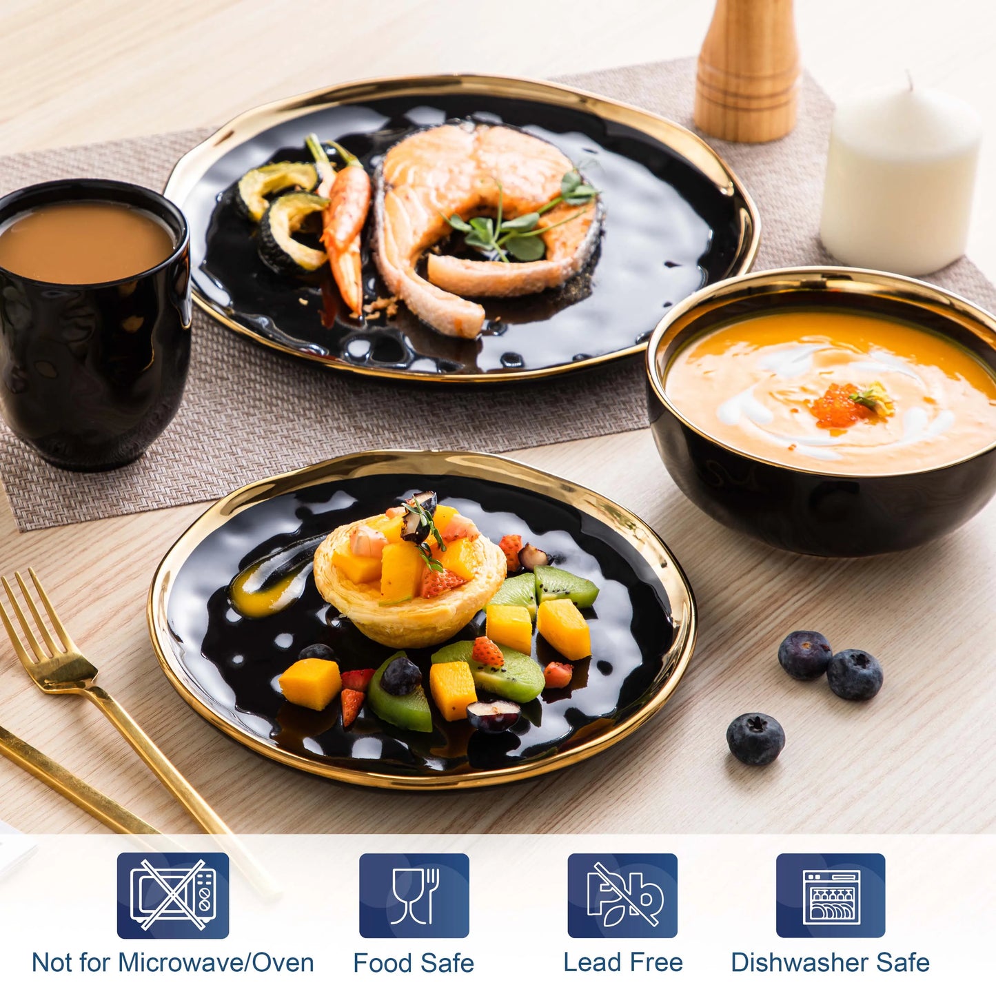 MALACASA Porcelain Dinnerware Set For Everyday Dining And Entertaining