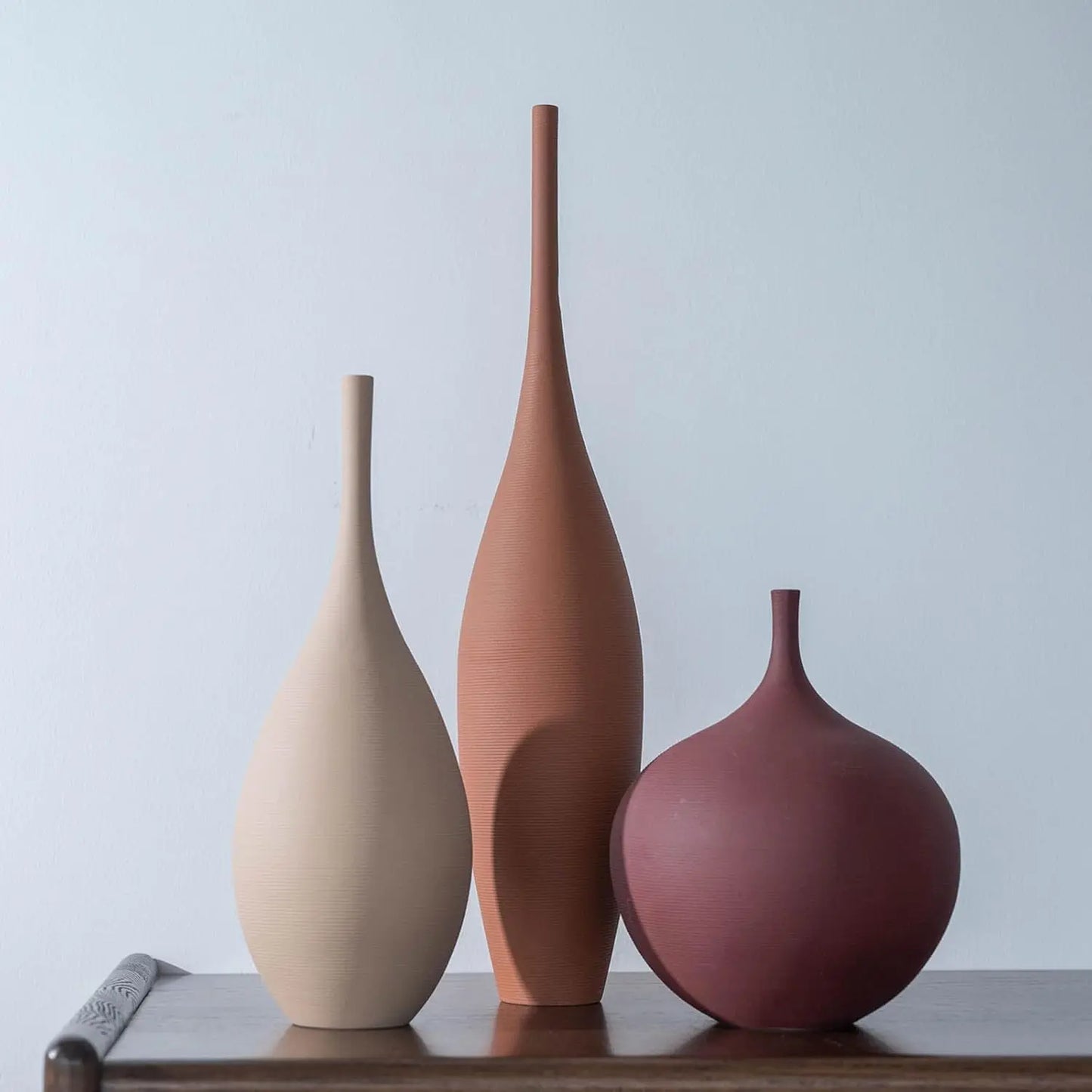 Set Of 3 Modern Ceramic Vases For Farmhouse Home Decor