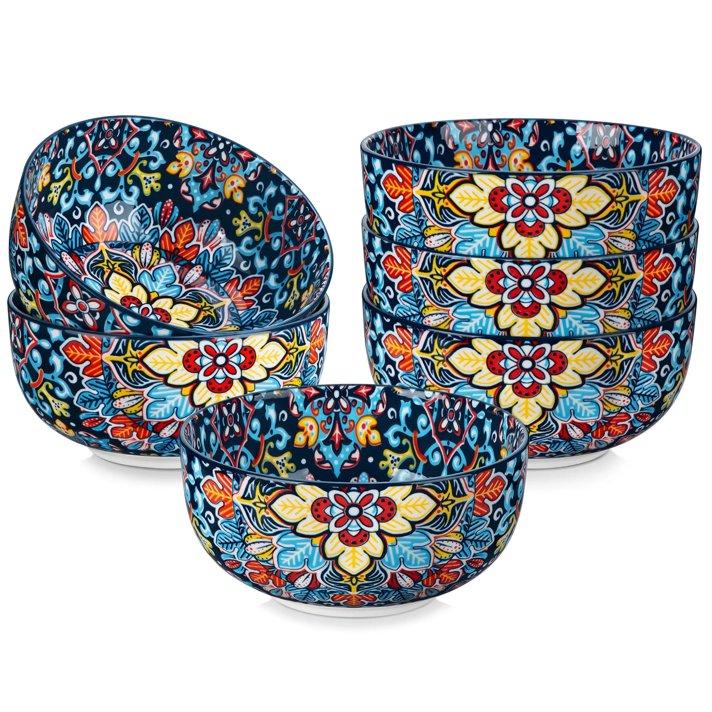 Malacasa Floral Bohemian Ceramic Porcelain Cereal Bowls Set