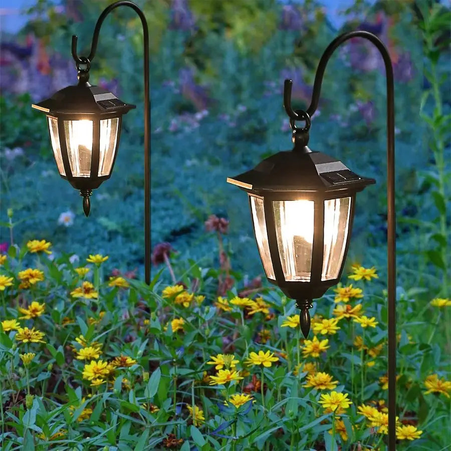 Solar Powered Hanging Lights Outdoor 4 Pack With Shepherd Hooks