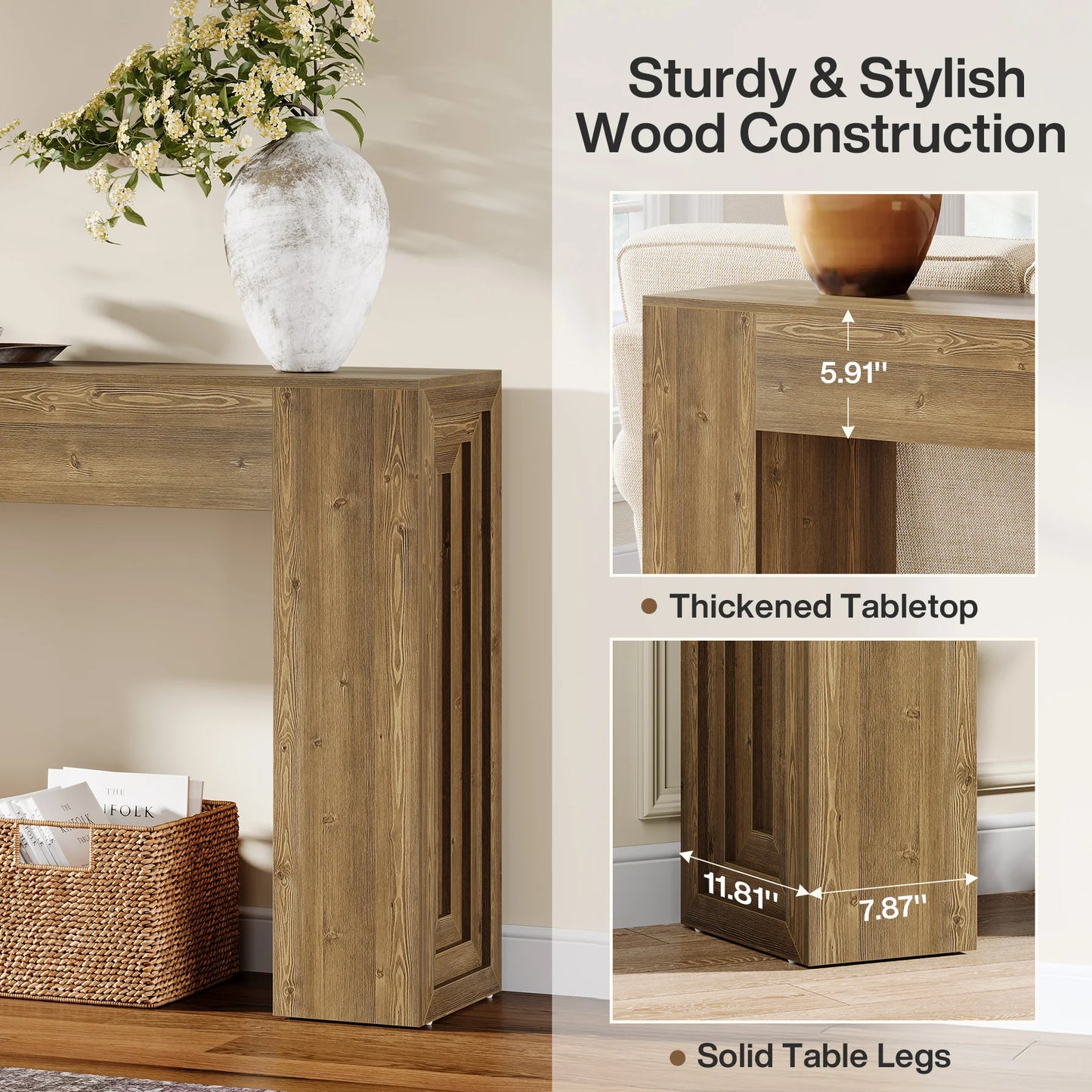 Tribesigns Farmhouse Console Table Narrow Sofa Table
